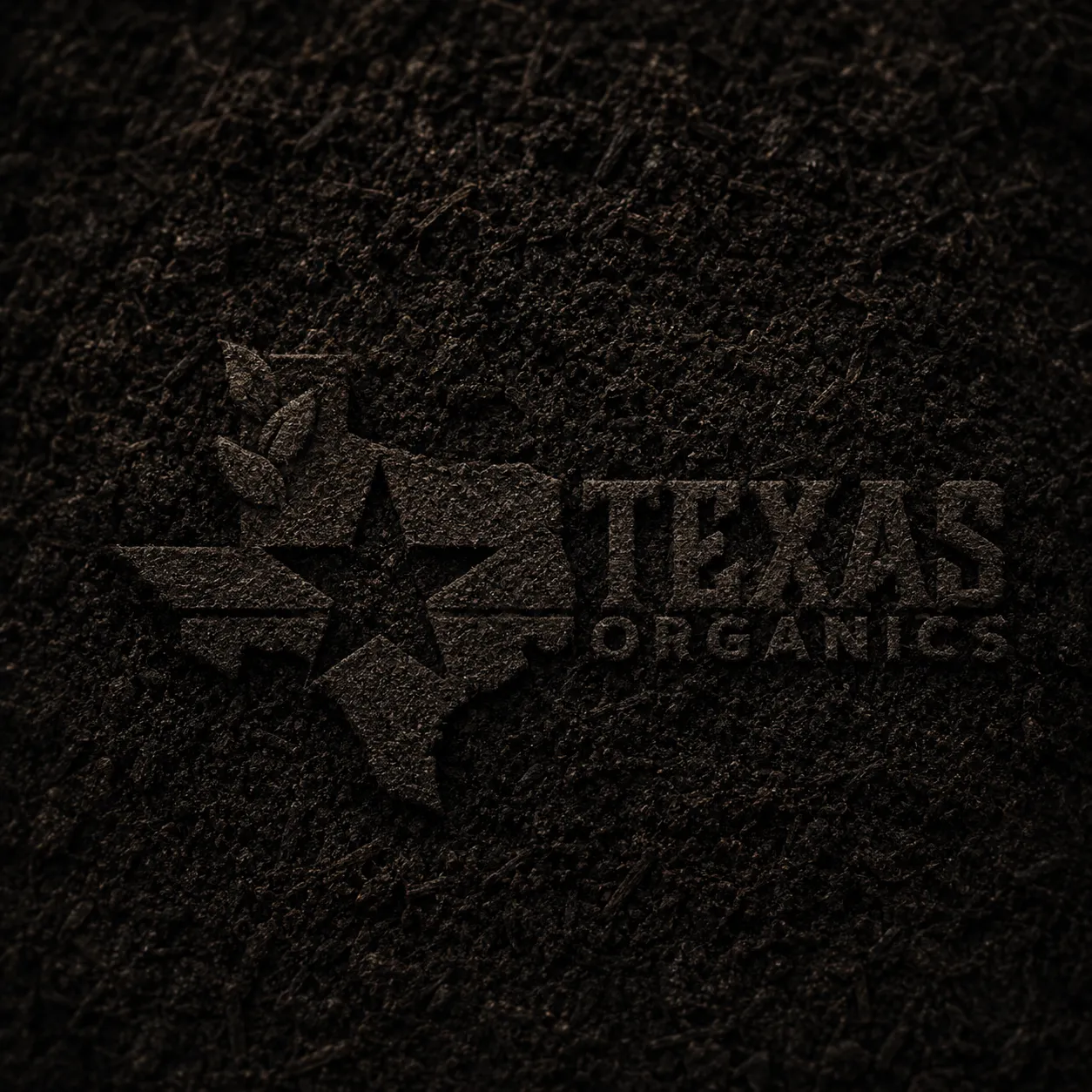 Rich dark organic compost with visible organic matter and texture